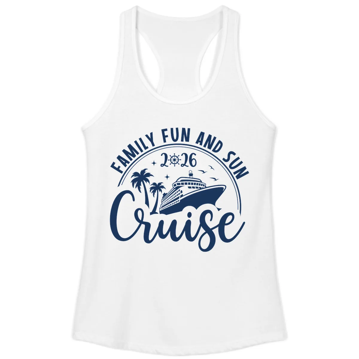 Family Fun and Sun Cruise 2026 Vacation Ladies Tank in White