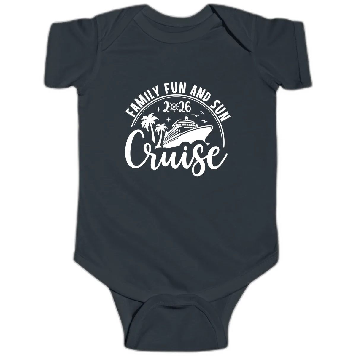 Family Fun and Sun Cruise 2026 Vacation Baby Onesie in Black