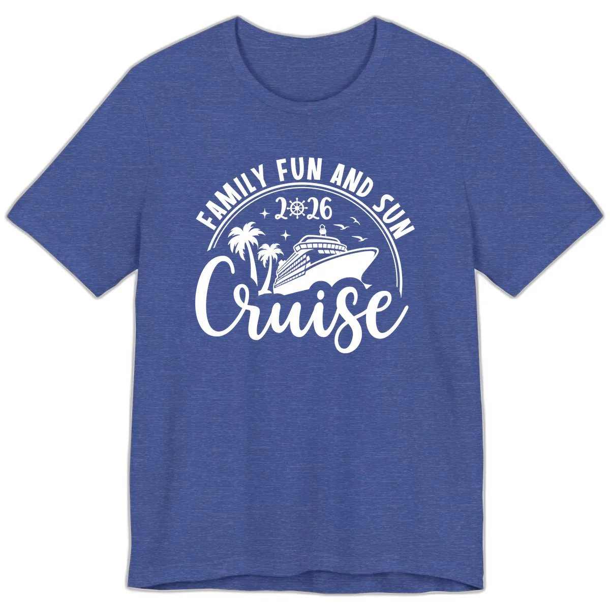 Family Fun and Sun Cruise 2026 Vacation Premium T-Shirt in Heather True Royal