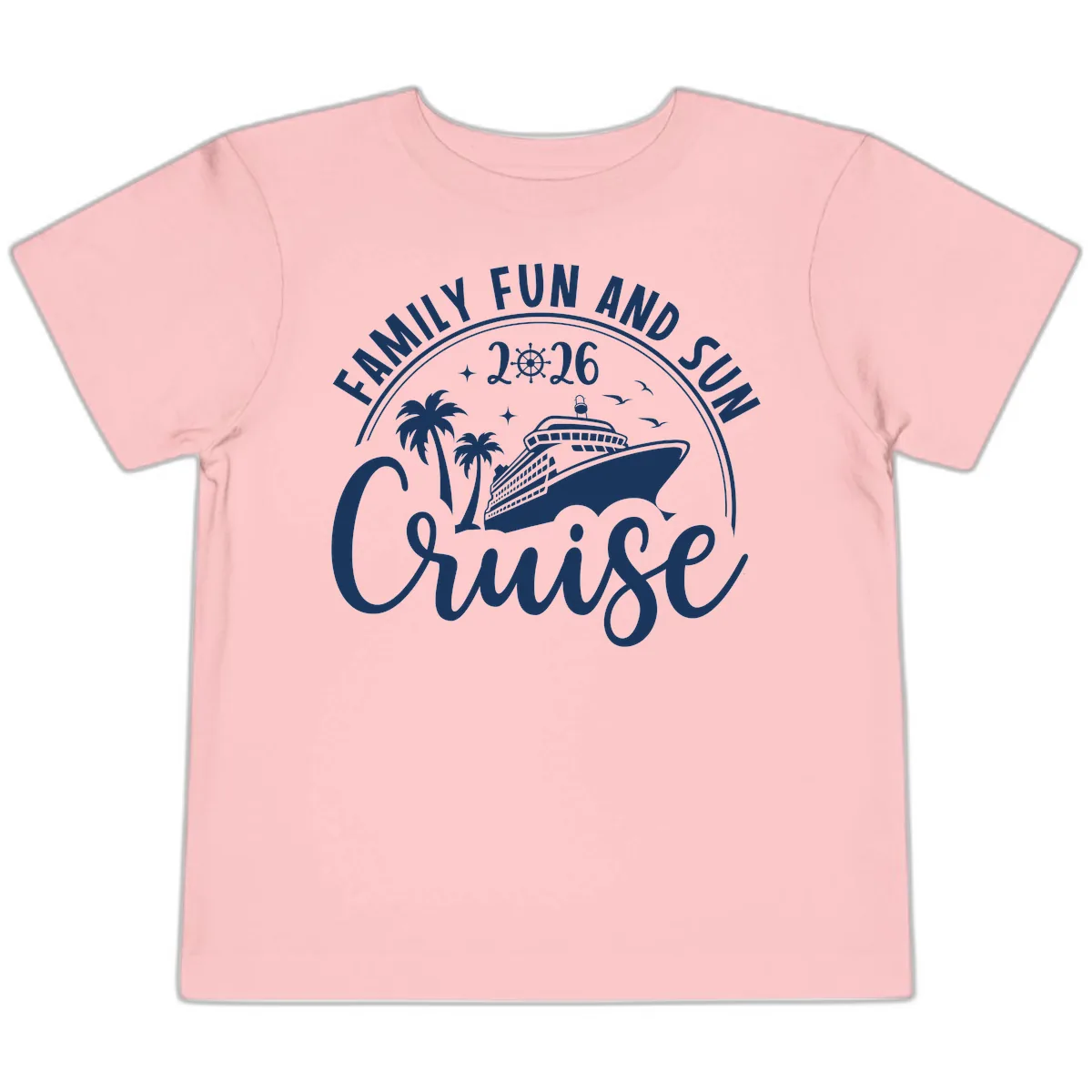 Family Fun and Sun Cruise 2026 Vacation Toddler T-Shirt in Pink