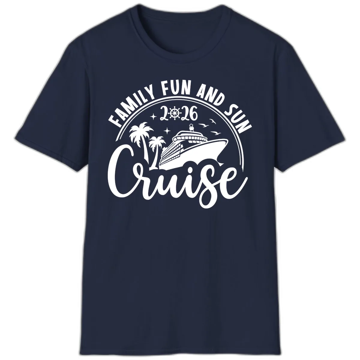 Family Fun and Sun Cruise 2026 Vacation T-Shirt in Navy