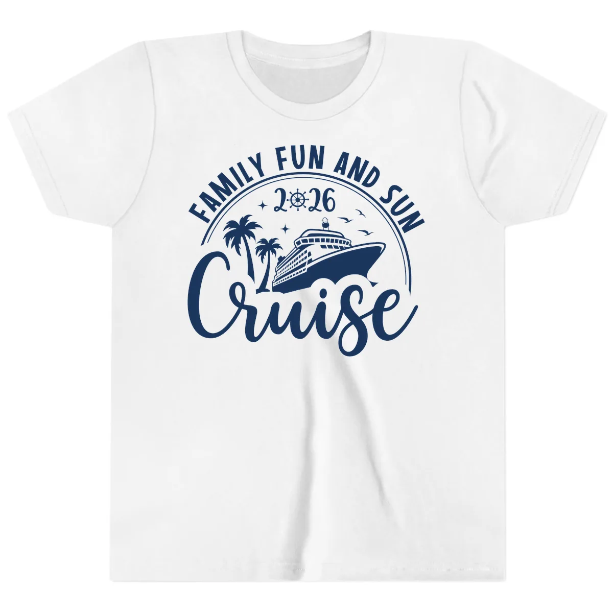 Family Fun and Sun Cruise 2026 Vacation Youth T-Shirt in White