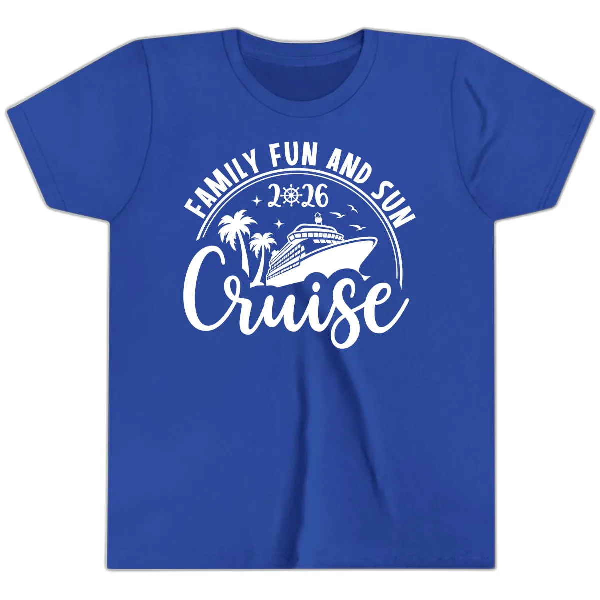 Family Fun and Sun Cruise 2026 Vacation Youth T-Shirt in True Royal