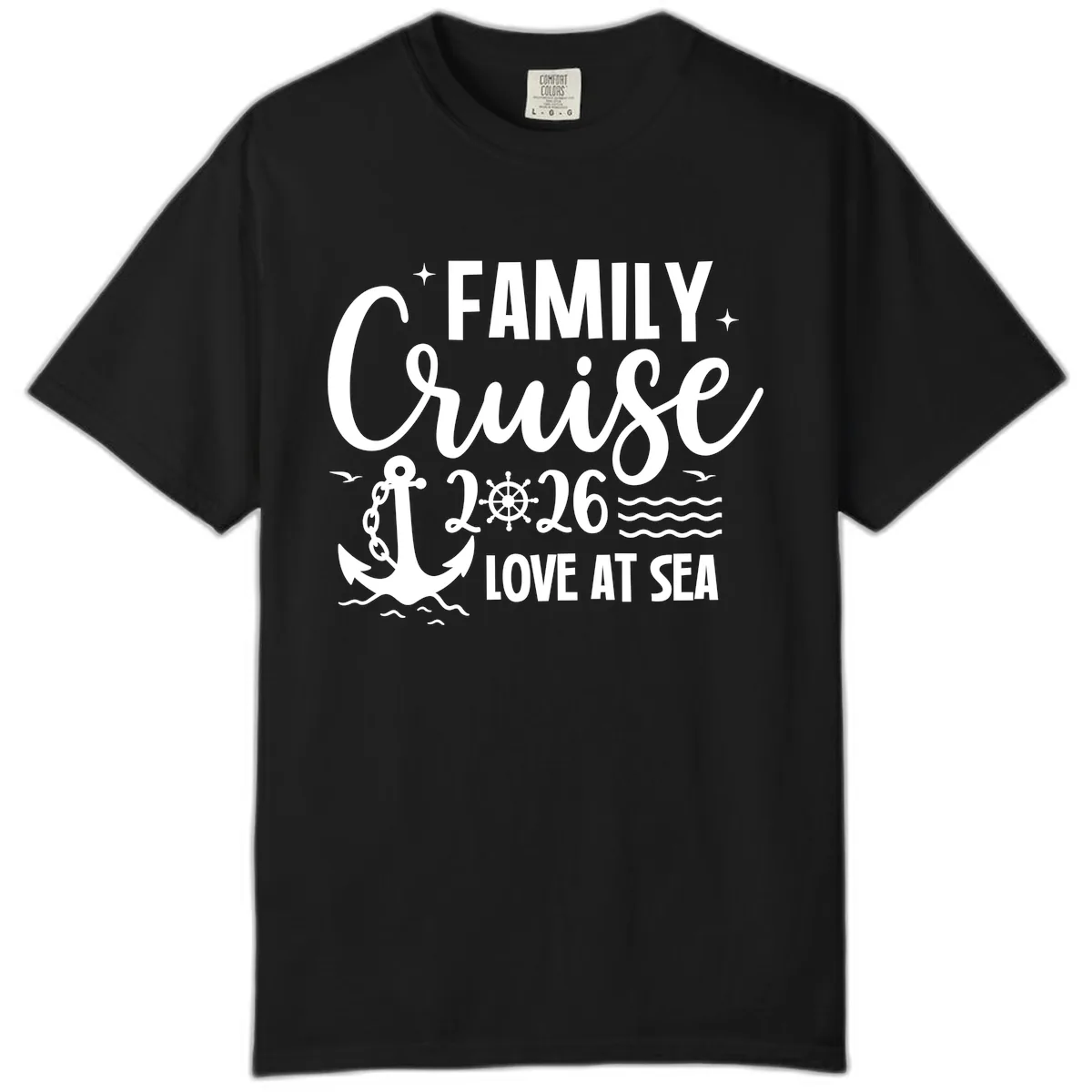 Family Cruise 2026 Love at Sea Vacation Apparel Comfort Color in Black