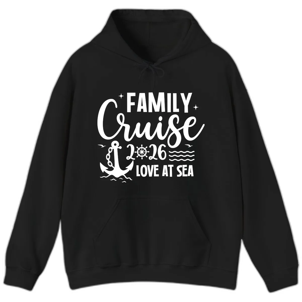 Family Cruise 2026 Love at Sea Vacation Apparel Hoodie in Black