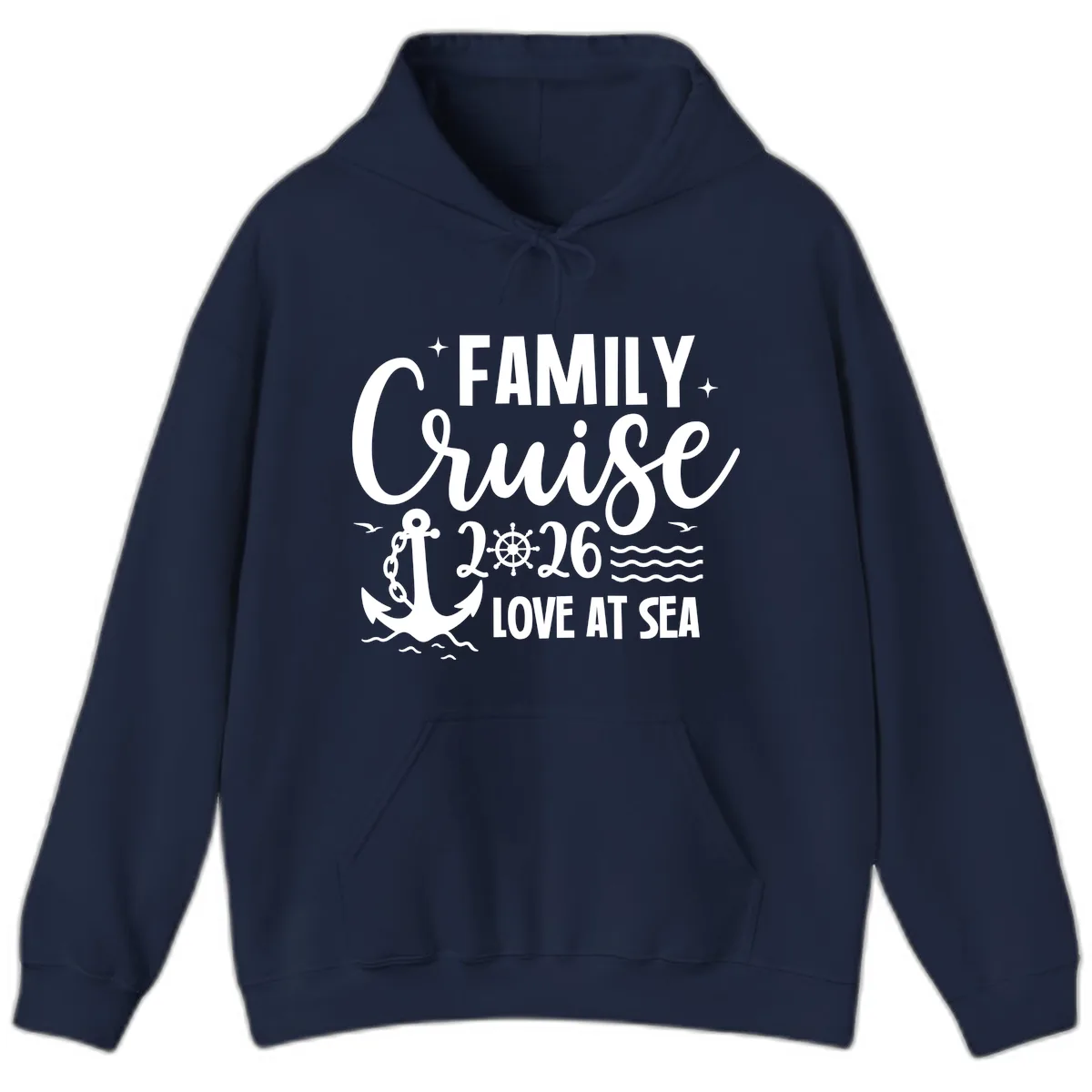 Family Cruise 2026 Love at Sea Vacation Apparel Hoodie in Navy