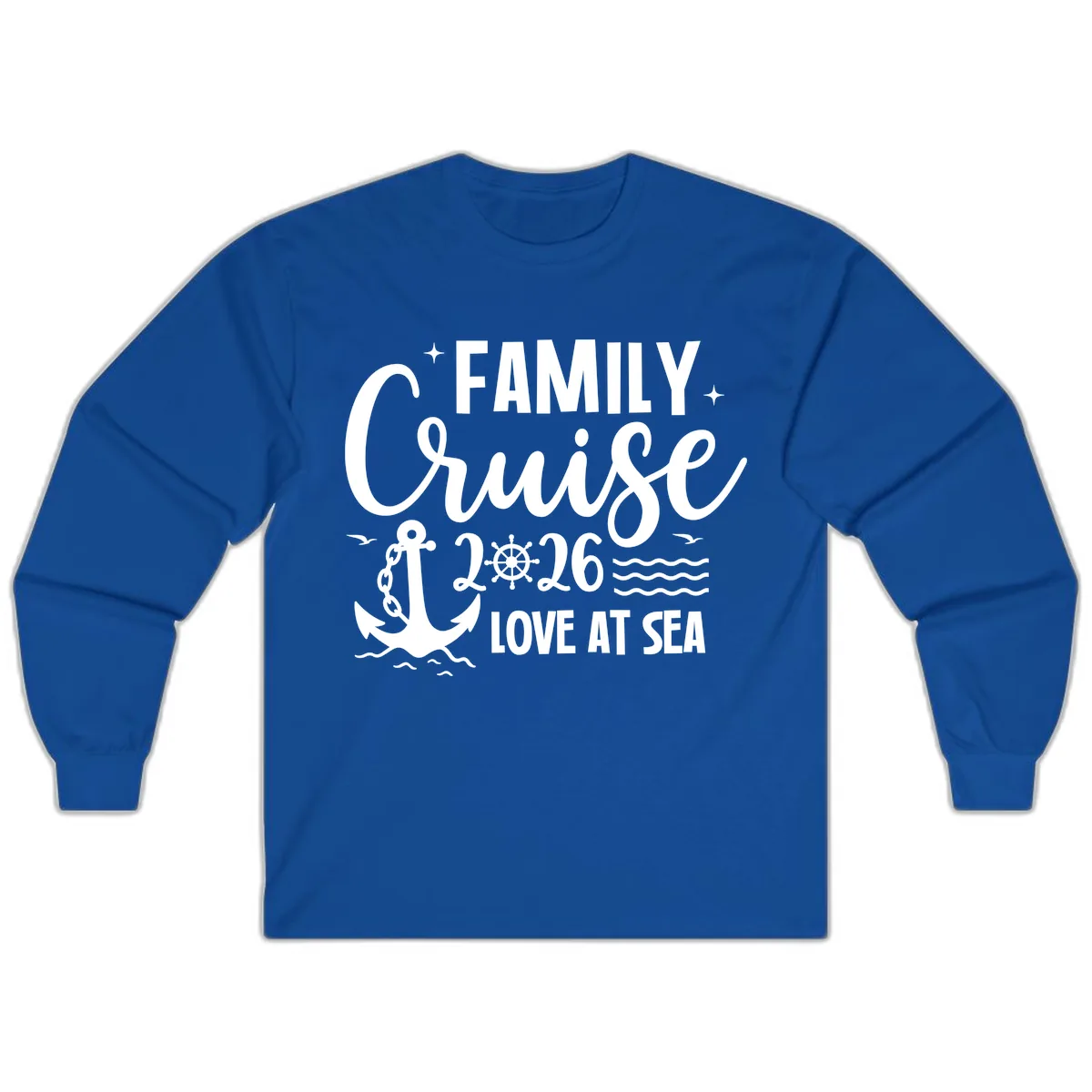 Family Cruise 2026 Love at Sea Vacation Apparel Long Sleeve in Royal