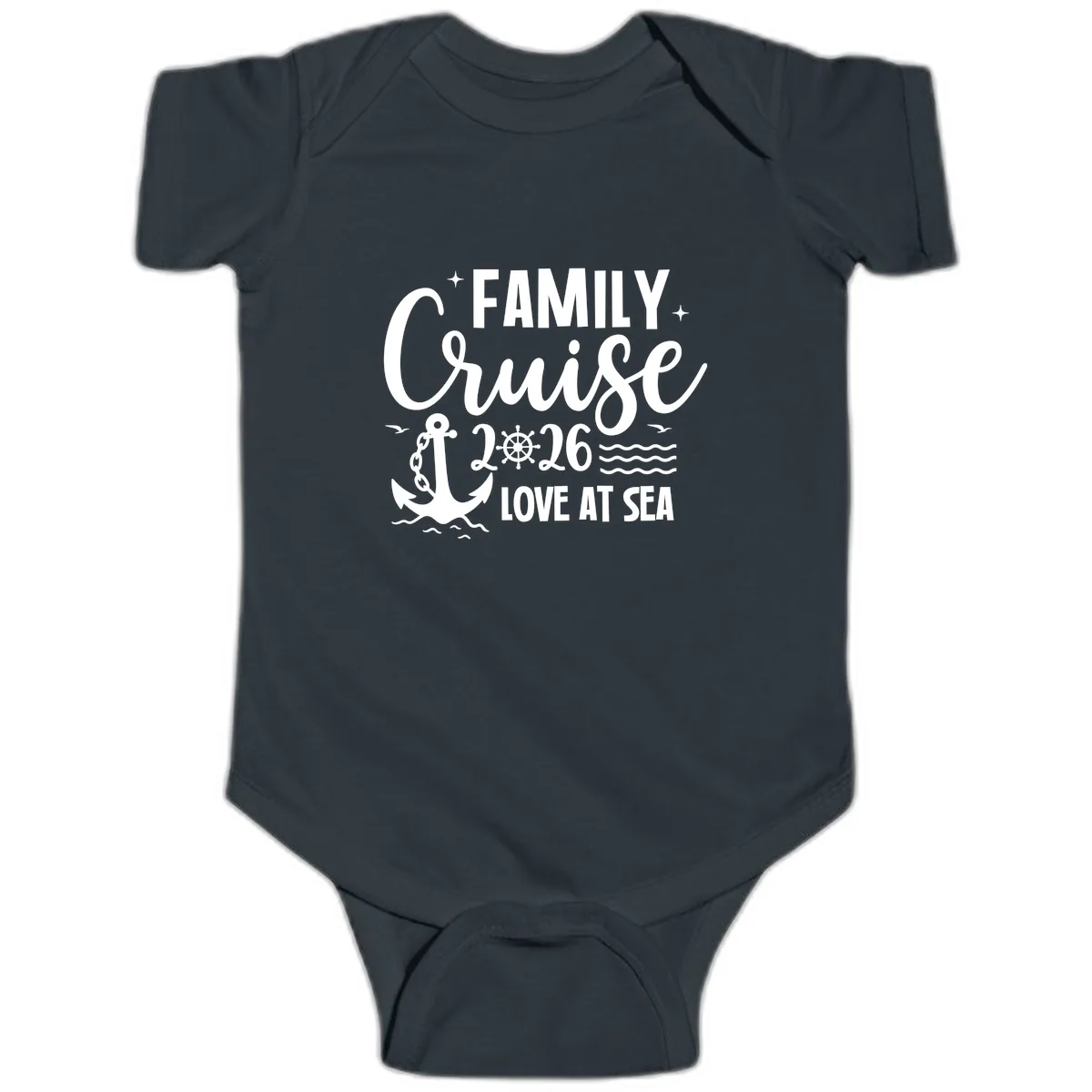 Family Cruise 2026 Love at Sea Vacation Apparel Baby Onesie in Black