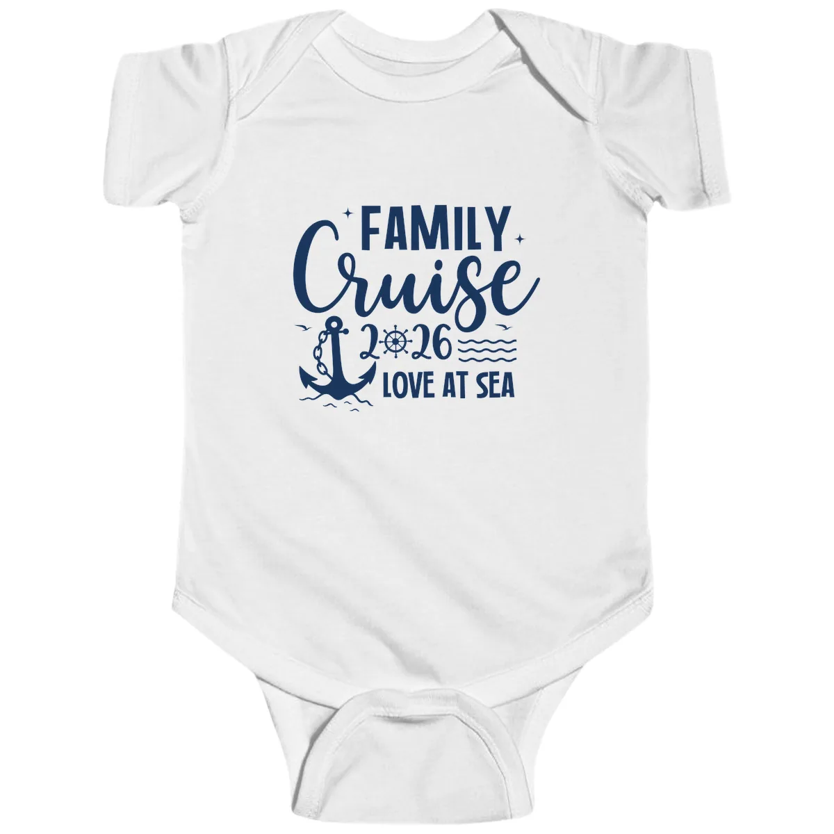 Family Cruise 2026 Love at Sea Vacation Apparel Baby Onesie in White