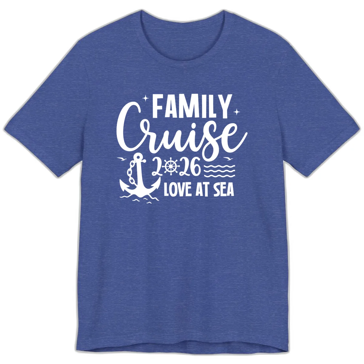 Family Cruise 2026 Love at Sea Vacation Apparel Premium T-Shirt in Heather True Royal