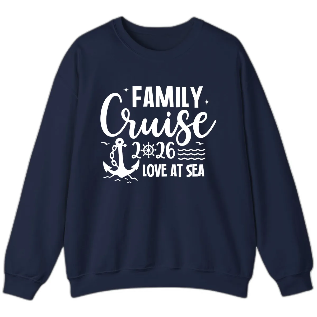 Family Cruise 2026 Love at Sea Vacation Apparel Sweatshirt in Navy