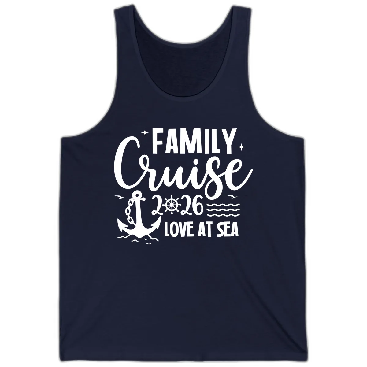 Family Cruise 2026 Love at Sea Vacation Apparel Tank in Navy