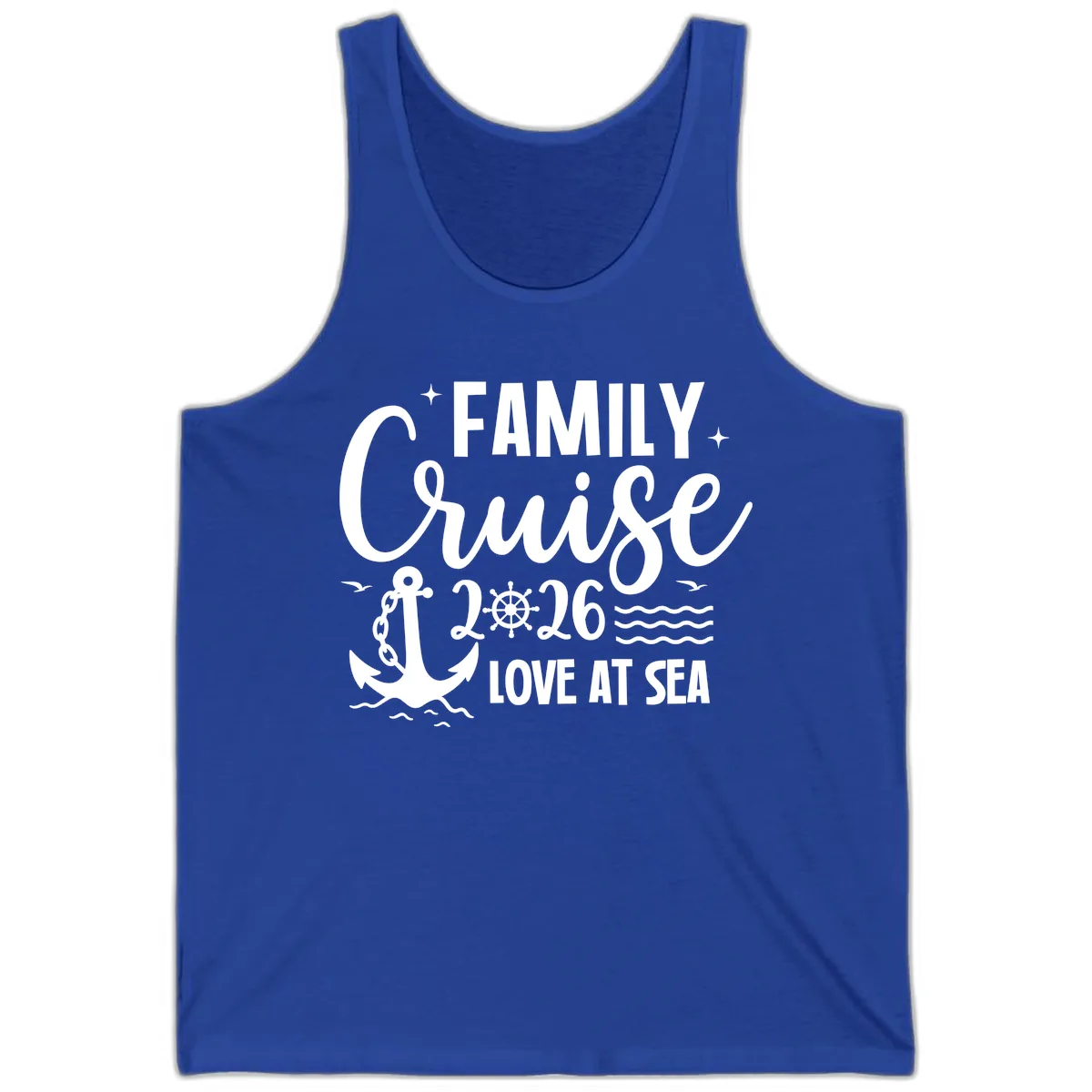 Family Cruise 2026 Love at Sea Vacation Apparel Tank in True Royal