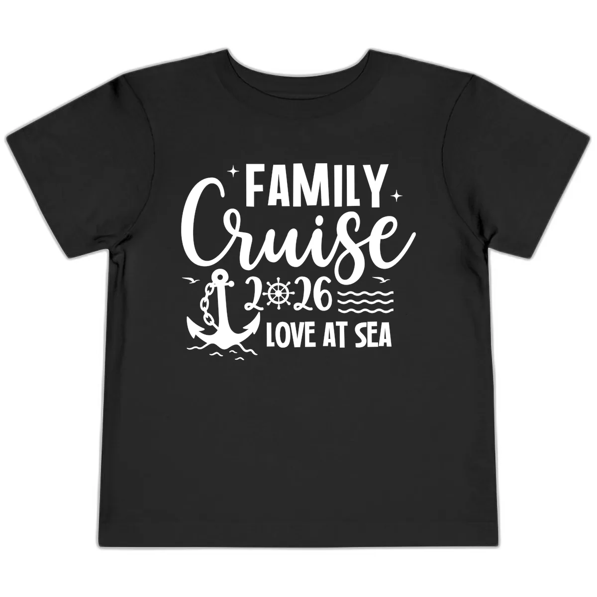 Family Cruise 2026 Love at Sea Vacation Apparel Toddler T-Shirt in Black