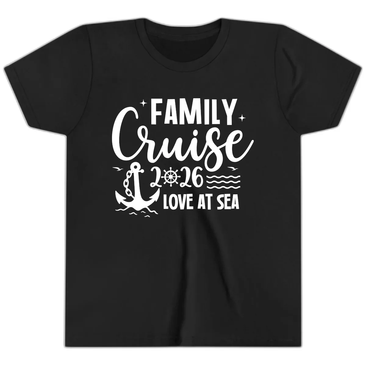 Family Cruise 2026 Love at Sea Vacation Apparel Youth T-Shirt in Black