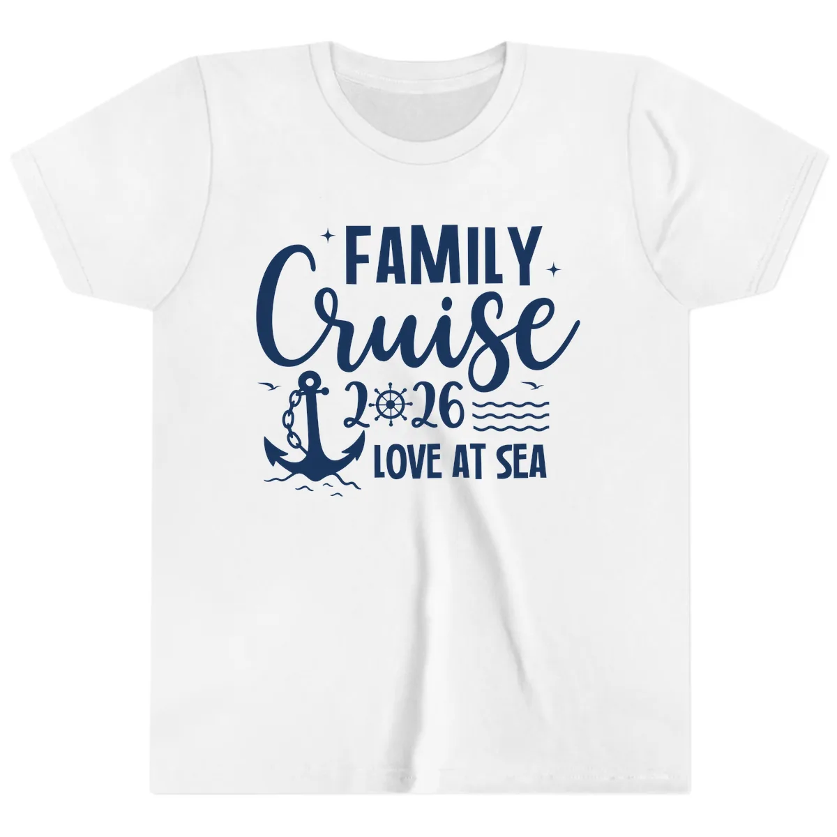 Family Cruise 2026 Love at Sea Vacation Apparel Youth T-Shirt in White
