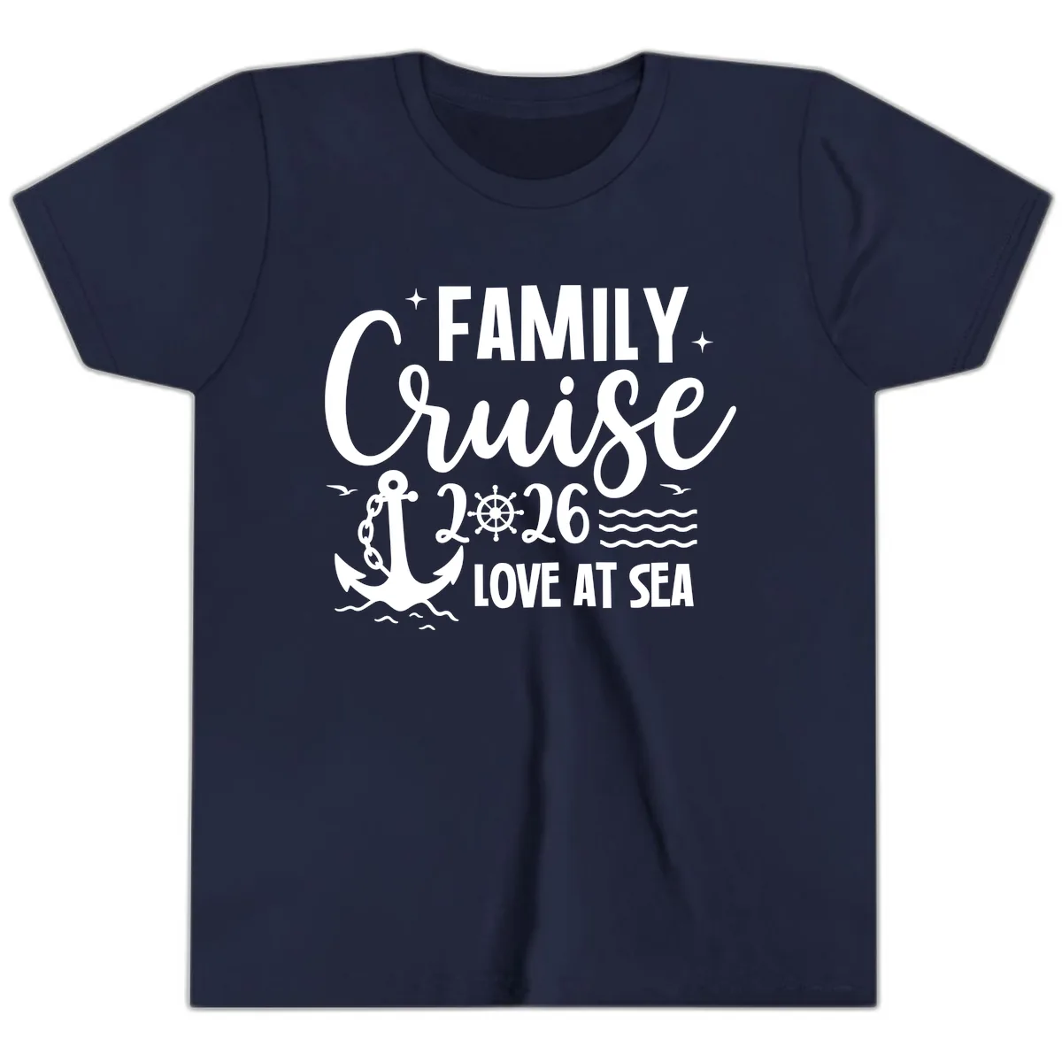 Family Cruise 2026 Love at Sea Vacation Apparel Youth T-Shirt in Navy