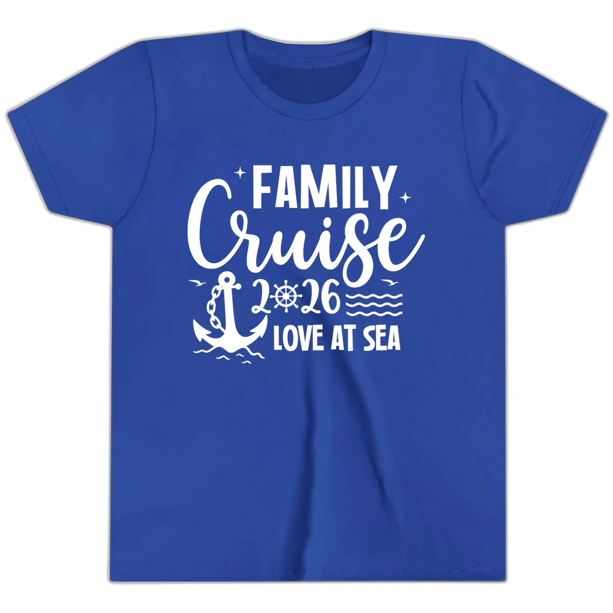 Family Cruise 2026 Love at Sea Vacation Apparel Youth T-Shirt in True Royal