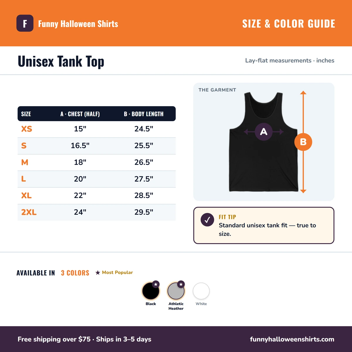 Tank size & color guide