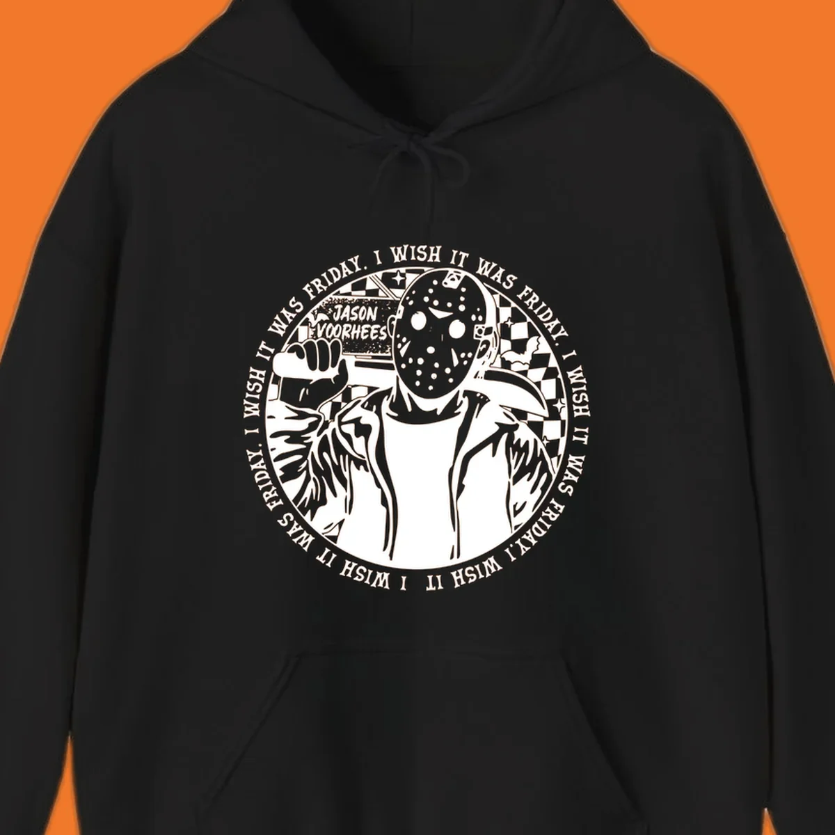 Jason Voorhees hockey mask and machete with 'I Wish It Was Friday' text - jason voorhees wish friday