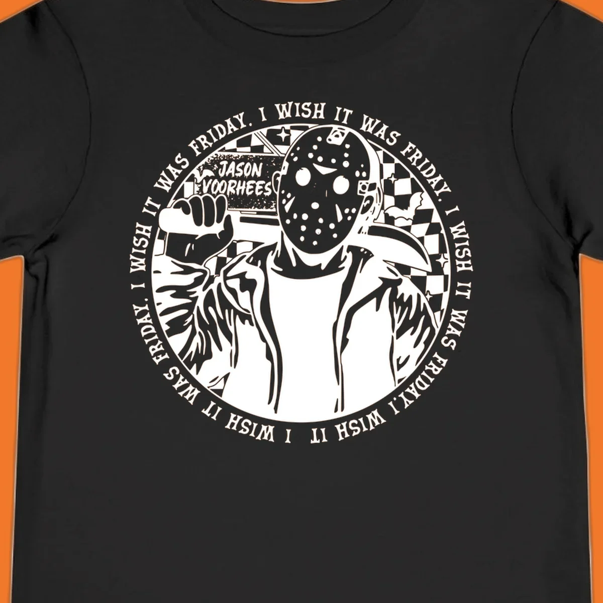 Jason Voorhees hockey mask and machete with 'I Wish It Was Friday' text - jason voorhees wish friday