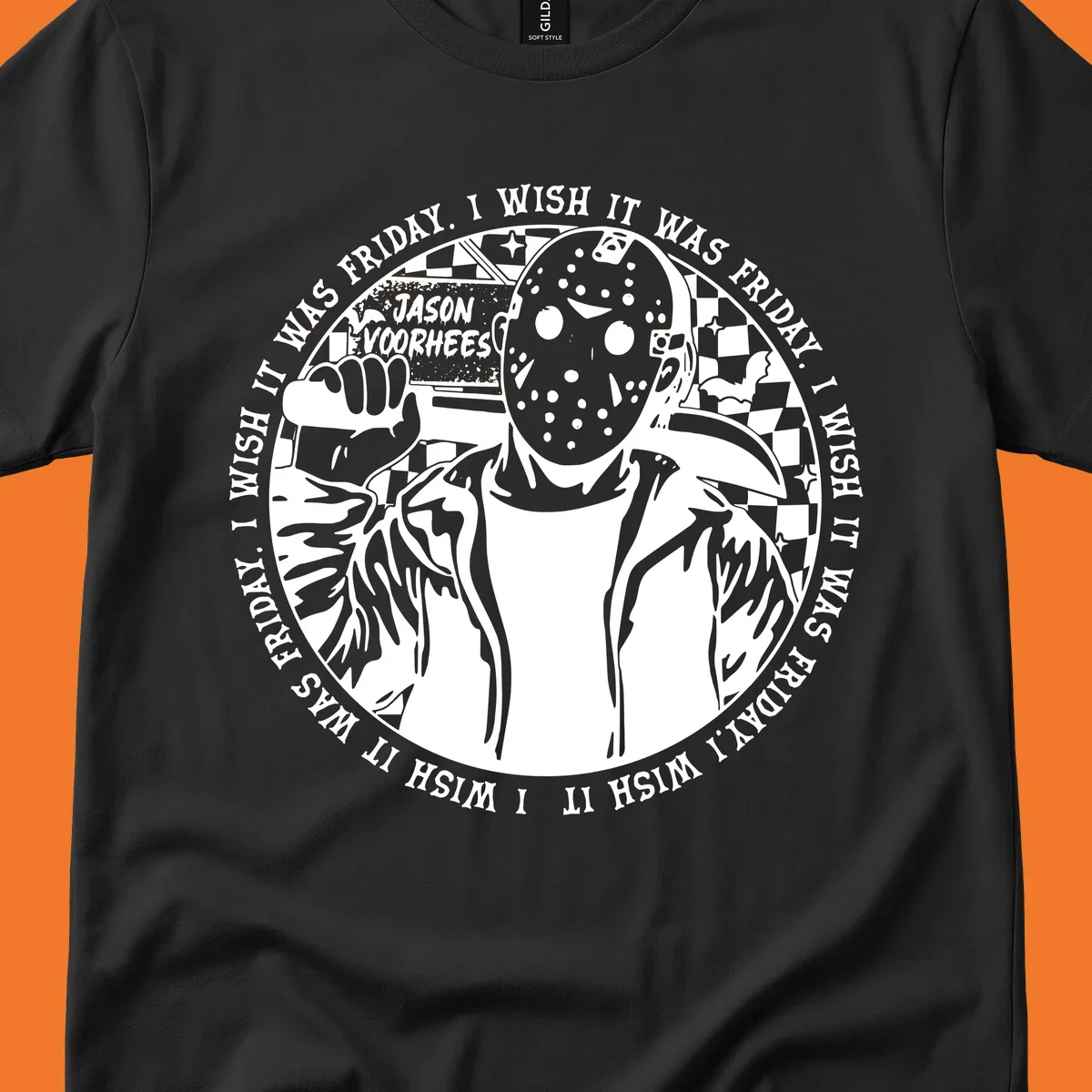 Jason Voorhees hockey mask and machete with 'I Wish It Was Friday' text - jason voorhees wish friday