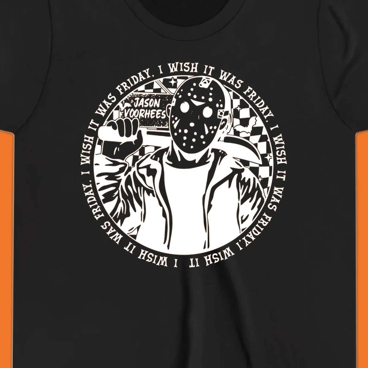 Jason Voorhees hockey mask and machete with 'I Wish It Was Friday' text - jason voorhees wish friday