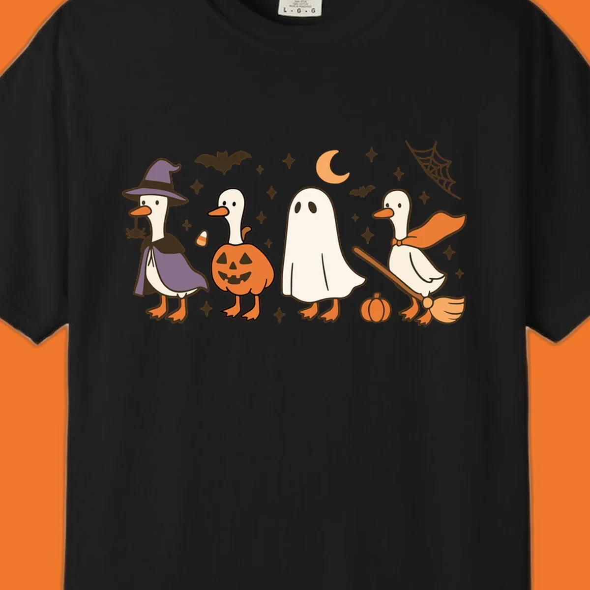 Goose Halloween costumes witch pumpkin ghost broom graphic