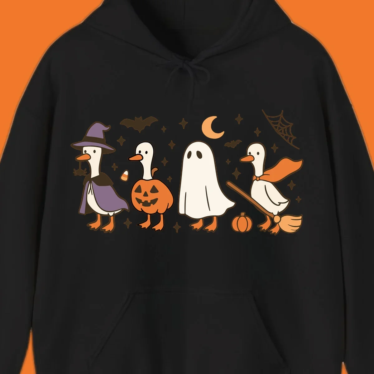 Goose Halloween costumes witch pumpkin ghost broom graphic