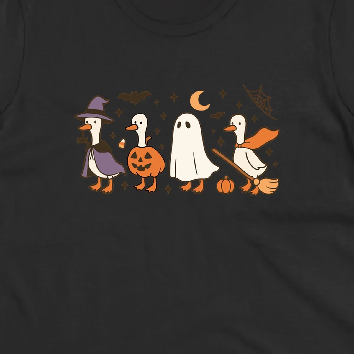 Goose Halloween costumes witch pumpkin ghost broom graphic