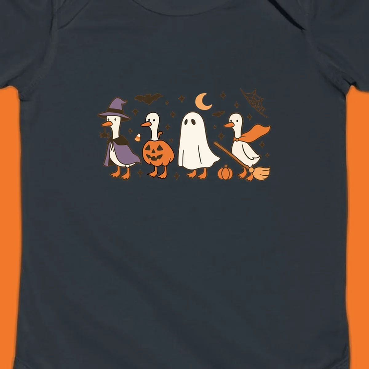 Goose Halloween costumes witch pumpkin ghost broom graphic