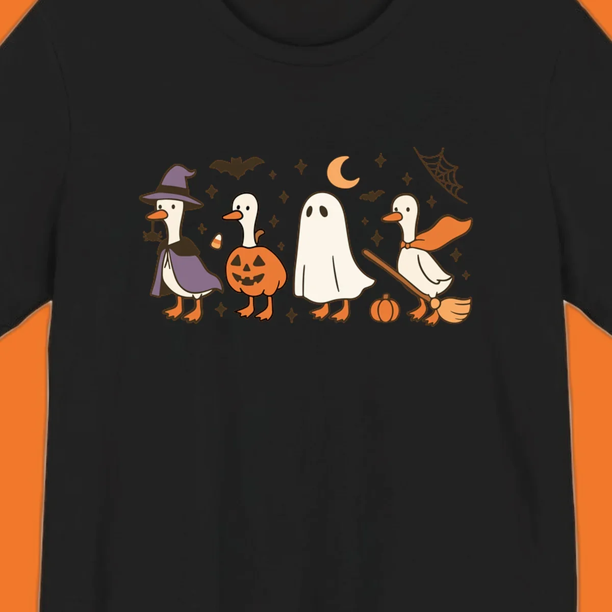 Goose Halloween costumes witch pumpkin ghost broom graphic