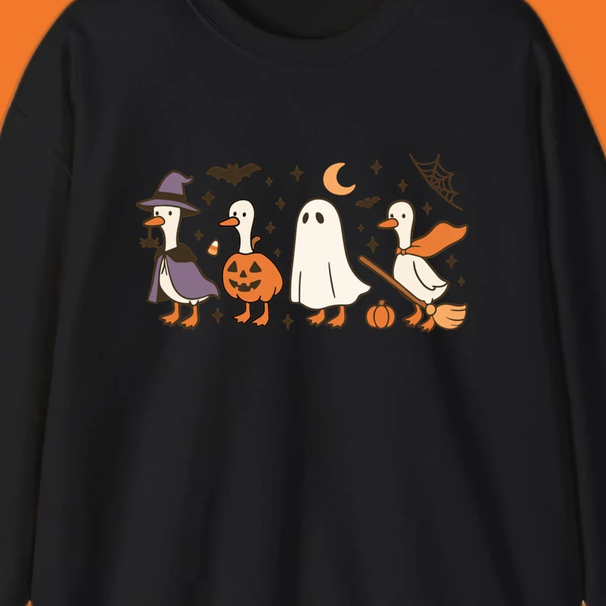 Goose Halloween costumes witch pumpkin ghost broom graphic