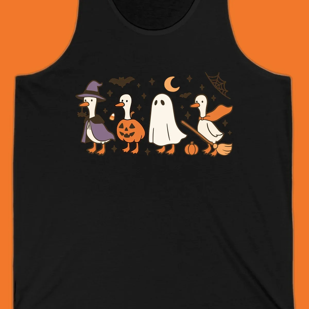 Goose Halloween costumes witch pumpkin ghost broom graphic