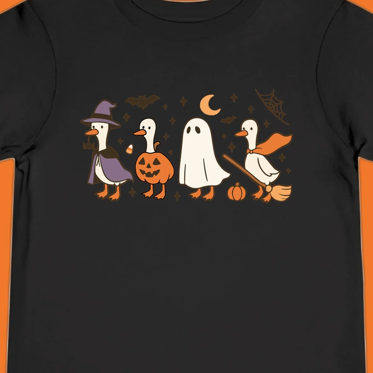 Goose Halloween costumes witch pumpkin ghost broom graphic