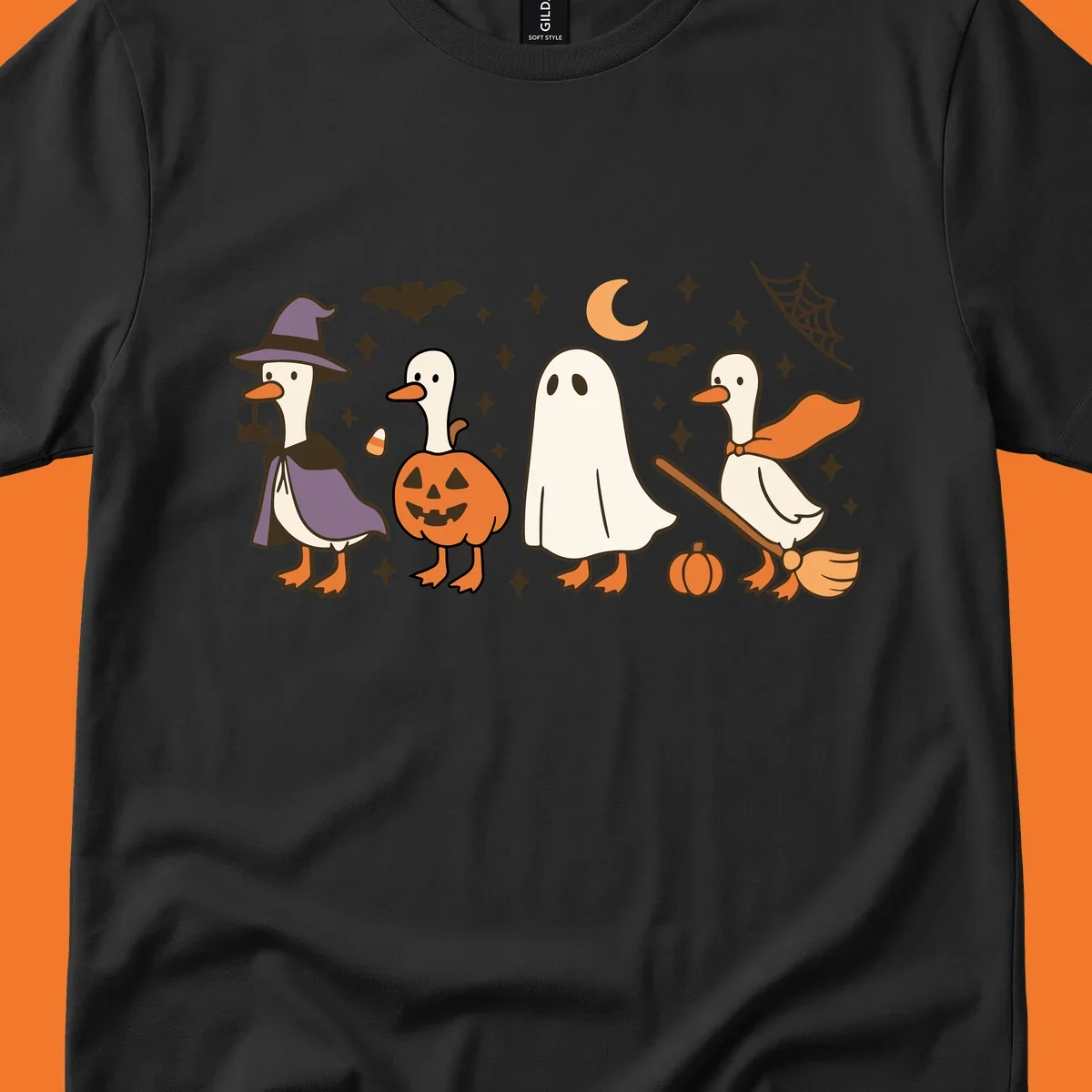 Goose Halloween costumes witch pumpkin ghost broom graphic