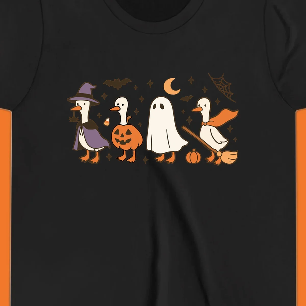 Goose Halloween costumes witch pumpkin ghost broom graphic