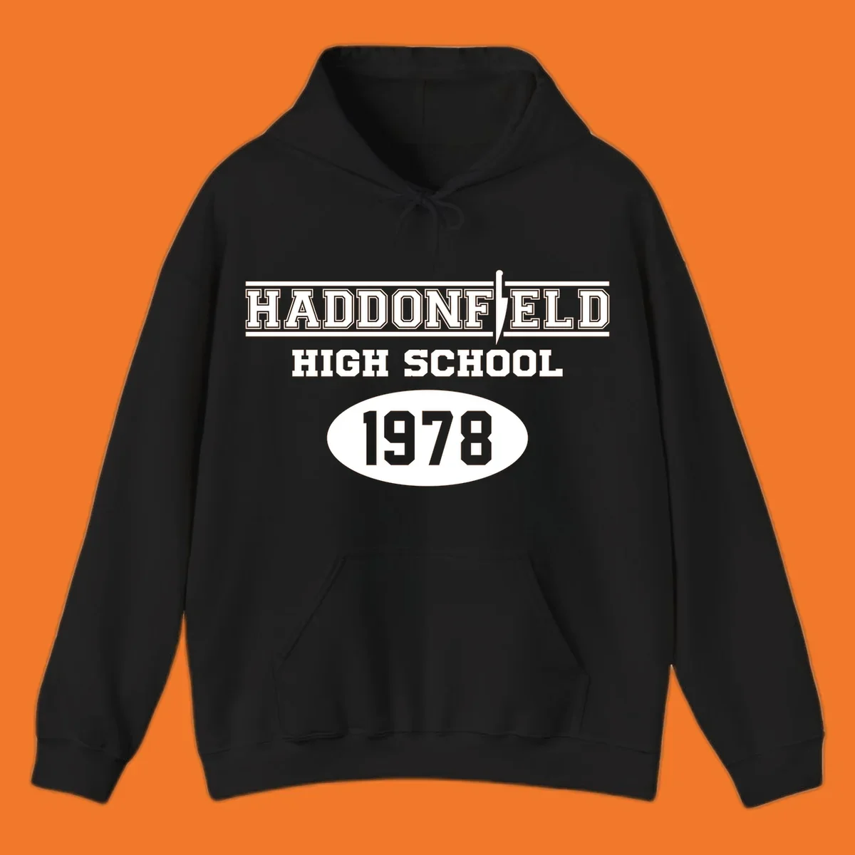 Haddonfield High School 1978 reunion design with text and a knife graphic.