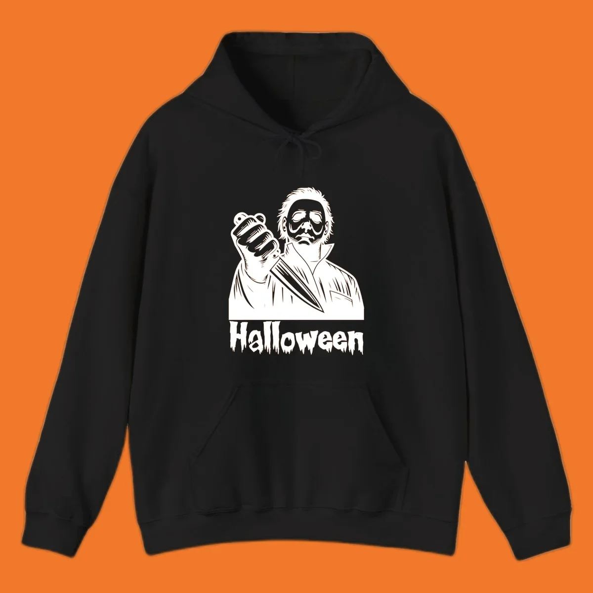 Michael Myers holding a knife with the word Halloween below - michael myers halloween