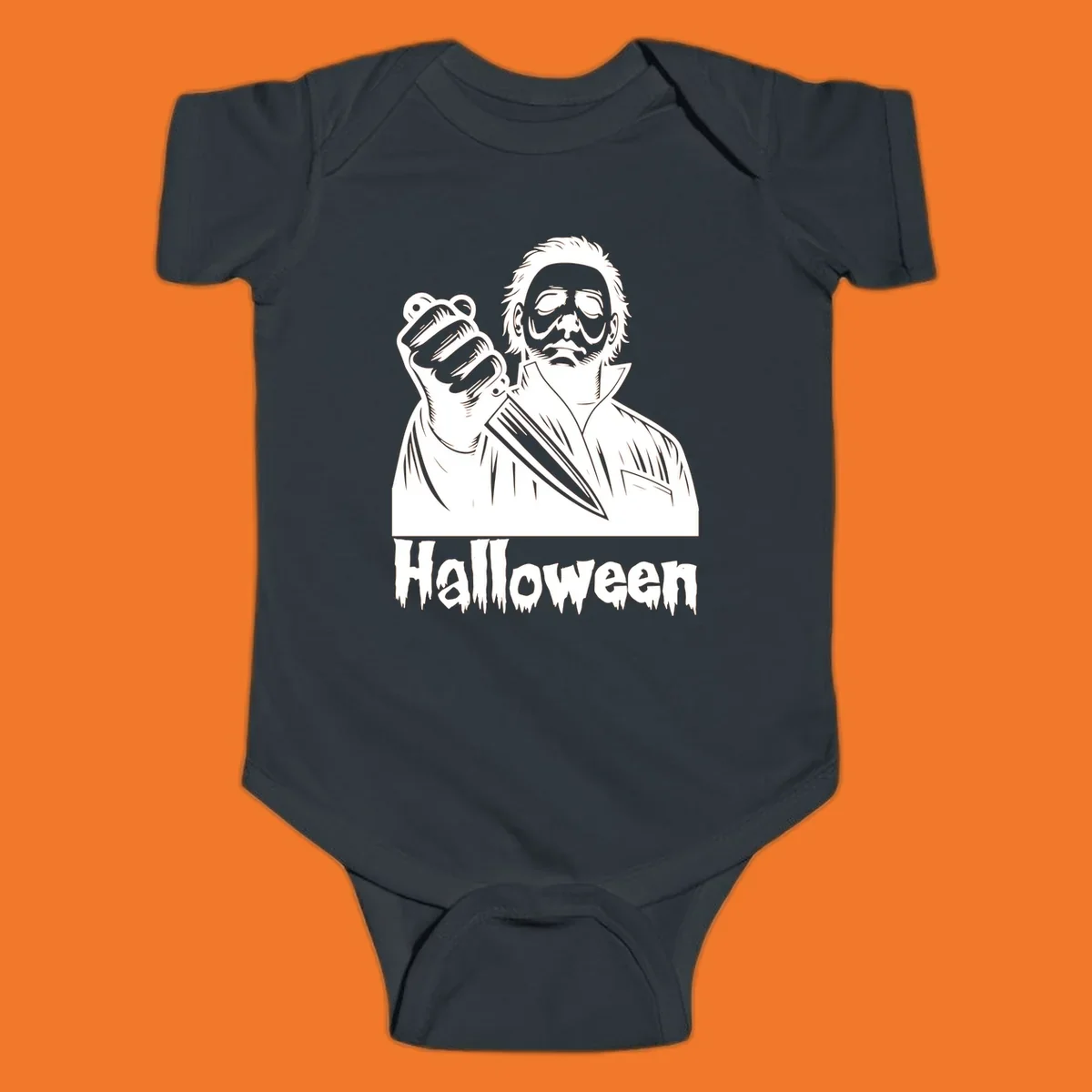 Michael Myers holding a knife with the word Halloween below - michael myers halloween