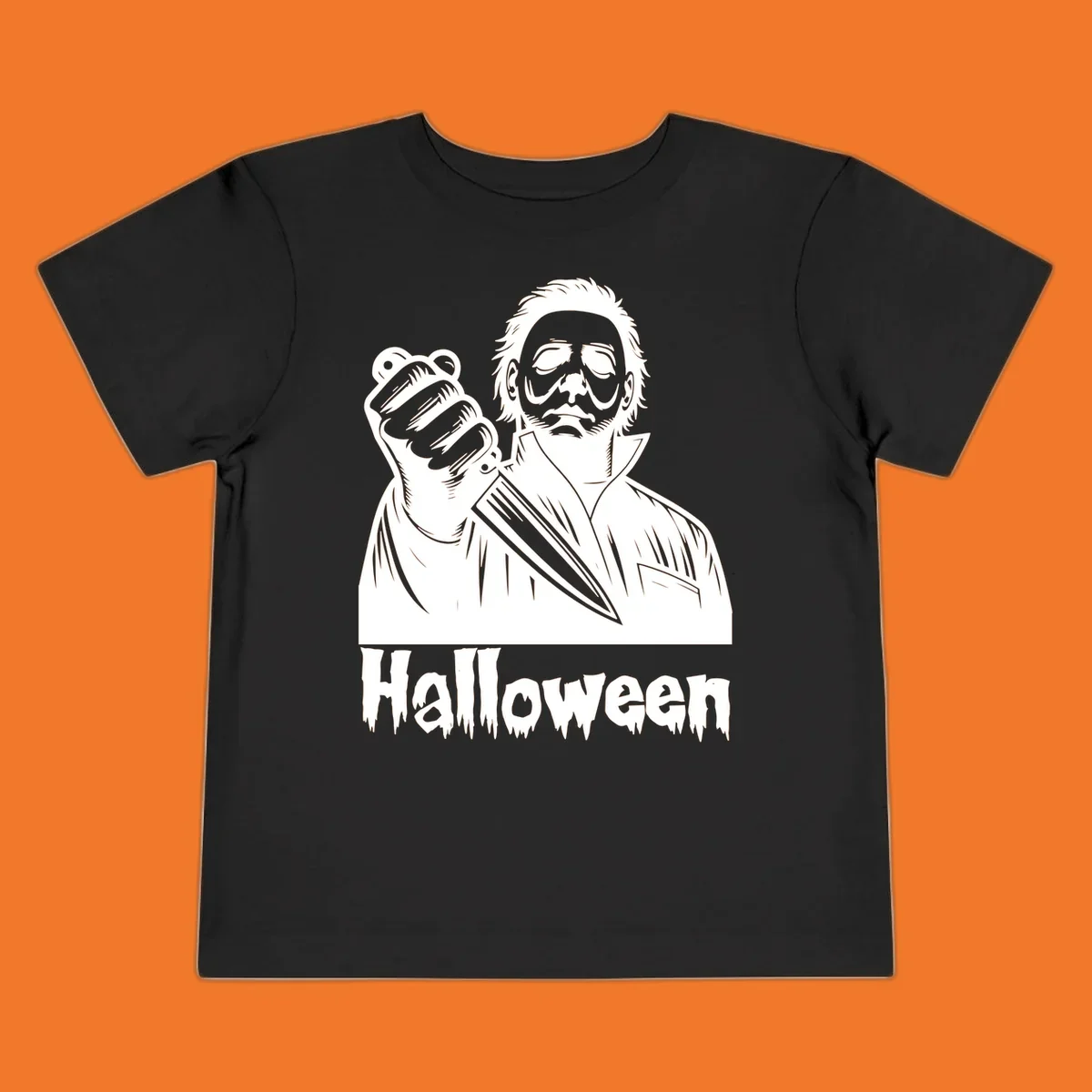 Michael Myers holding a knife with the word Halloween below - michael myers halloween