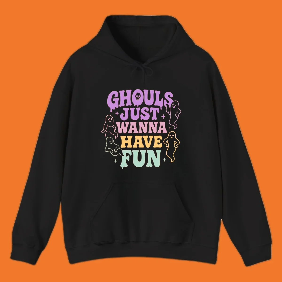 Ghouls wanna have fun Halloween design with ghosts and skull.