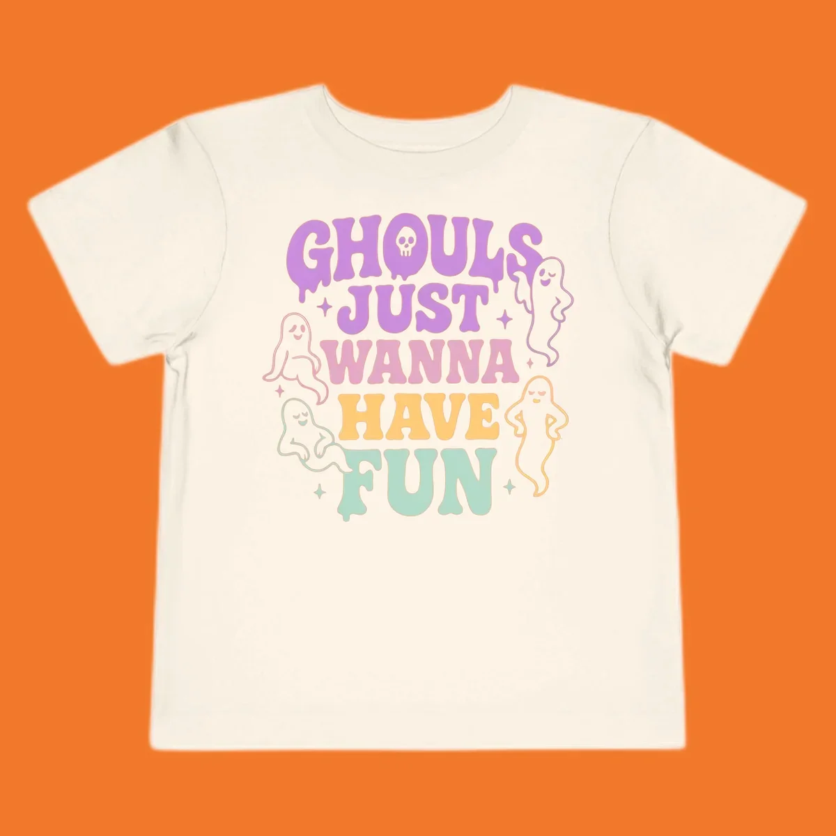 Ghouls wanna have fun Halloween design with ghosts and skull.