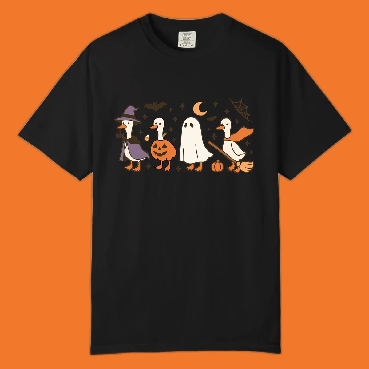 Goose Halloween costumes witch pumpkin ghost broom graphic