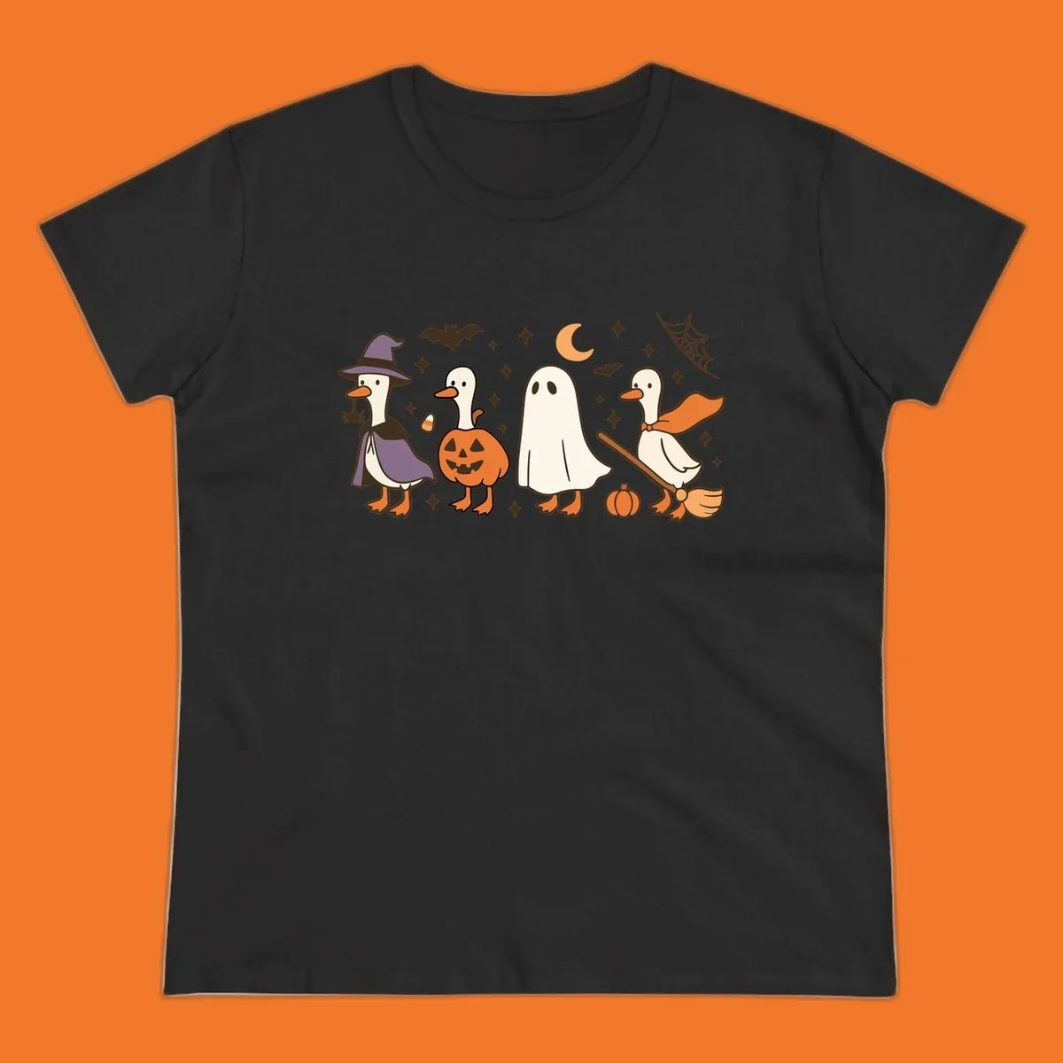 Goose Halloween costumes witch pumpkin ghost broom graphic
