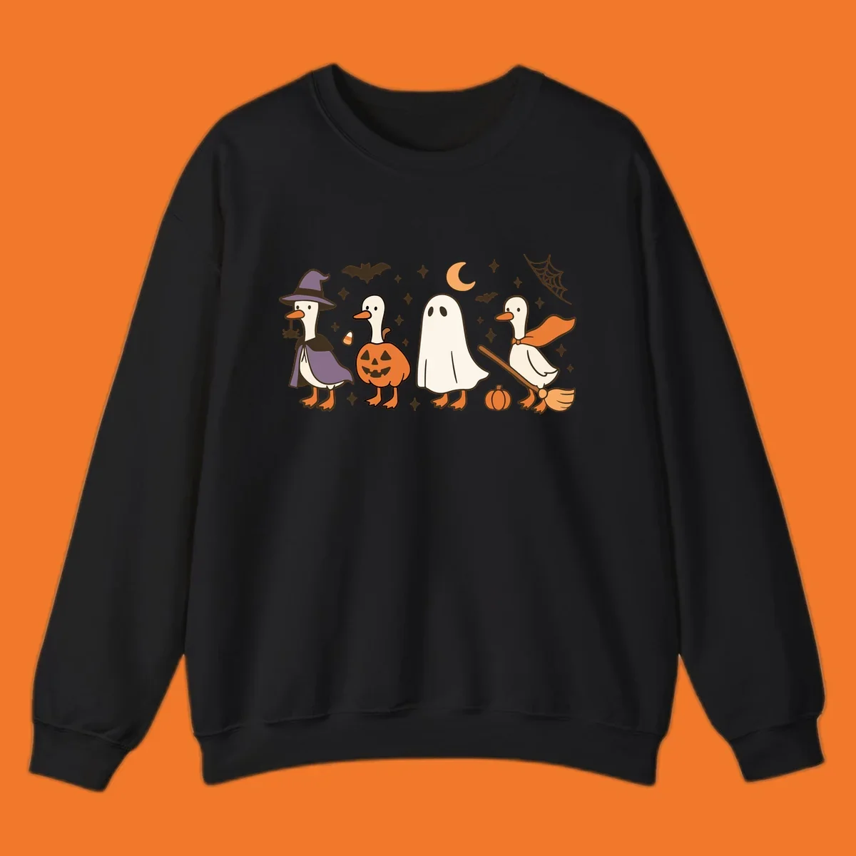 Goose Halloween costumes witch pumpkin ghost broom graphic