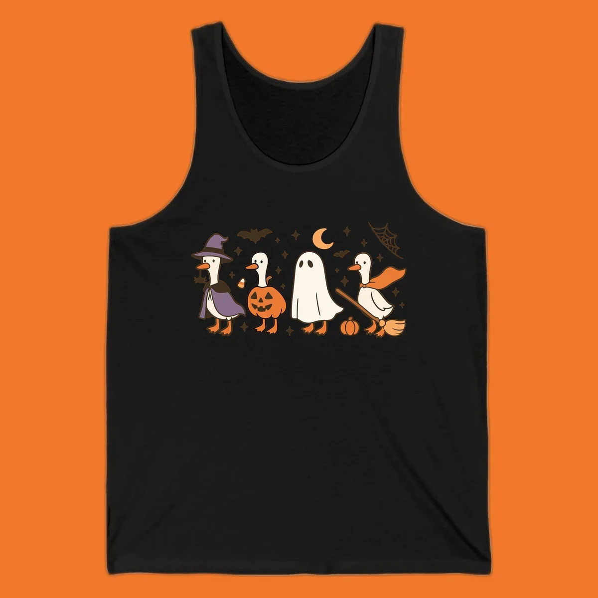 Goose Halloween costumes witch pumpkin ghost broom graphic