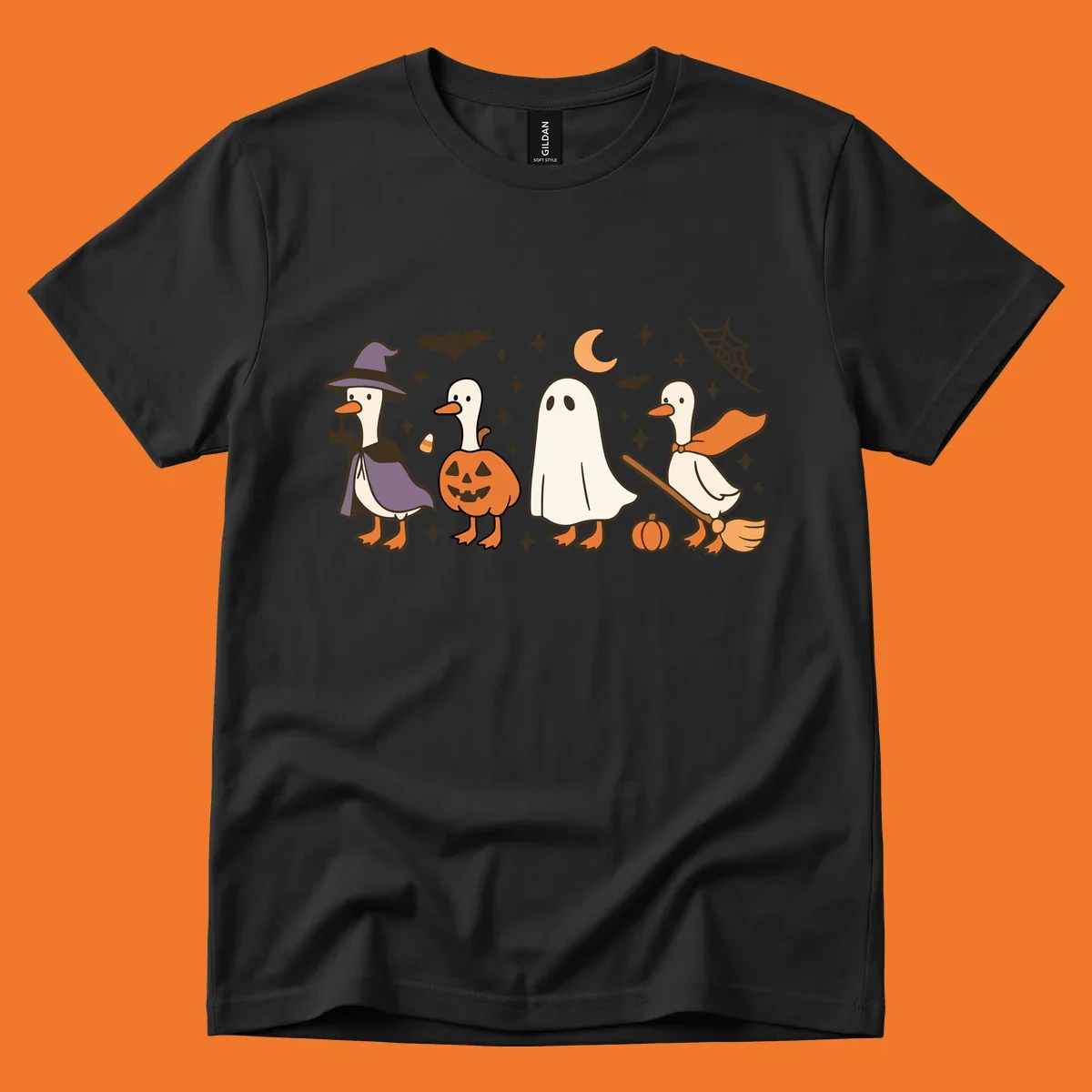 Goose Halloween costumes witch pumpkin ghost broom graphic