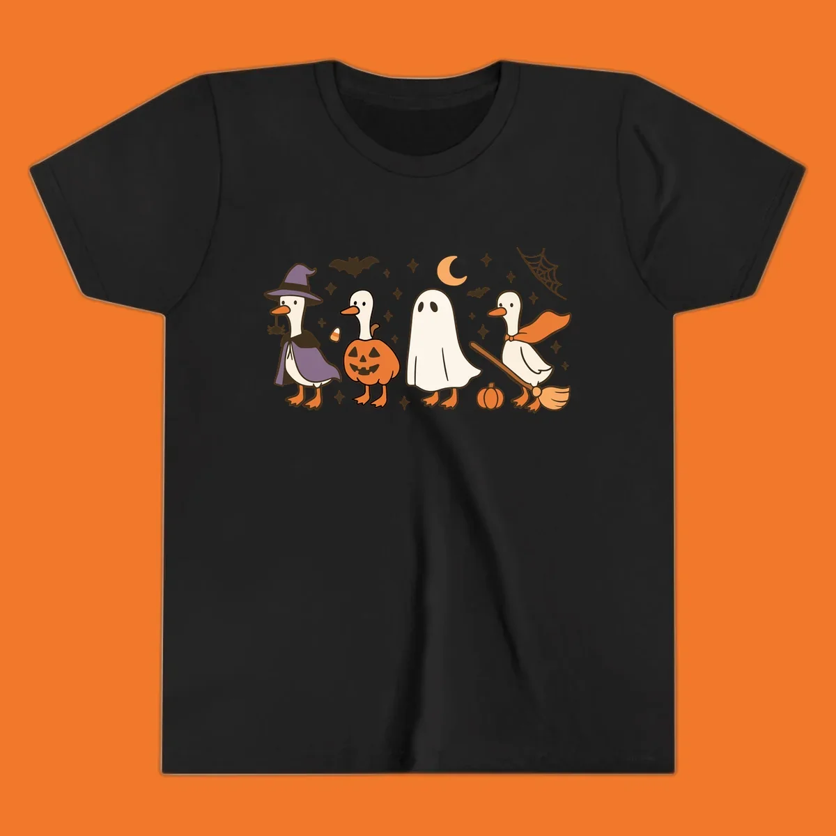 Goose Halloween costumes witch pumpkin ghost broom graphic