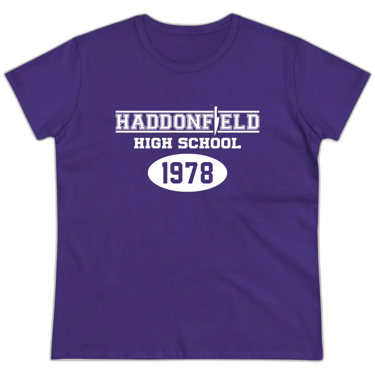 Haddonfield High School 1978 Reunion Ladies Tee in Purple